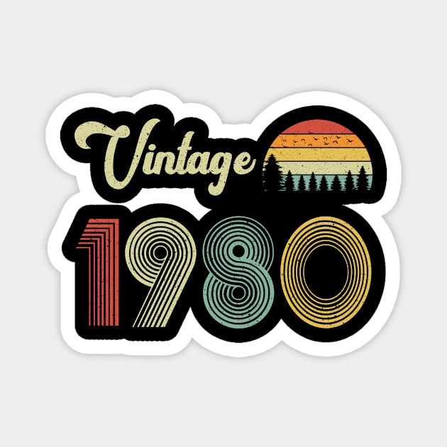 Vintage 1980 40th Birthday – Retro Vintage Classic 40 Years Old Magnet by Merchofy