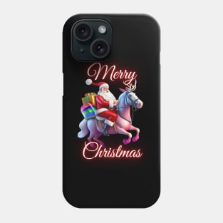 Merry Christmas - Santa Claus Riding His Unicorn Reindeer Phone Case