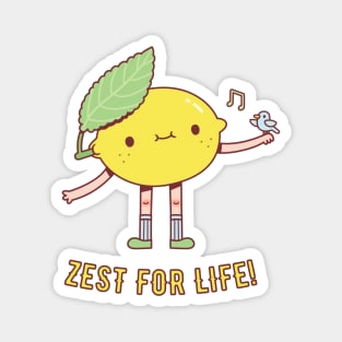 Cute Lemon and Bird Zest For Life Magnet