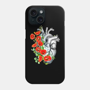 Human heart, poppies plant lovers, Heart ,anatomical Human heart Phone Case