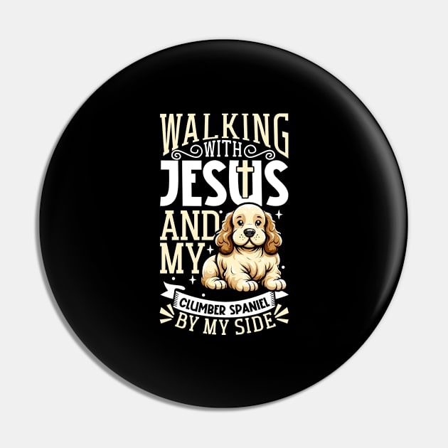 Jesus and dog - Clumber Spaniel Pin by Modern Medieval Design