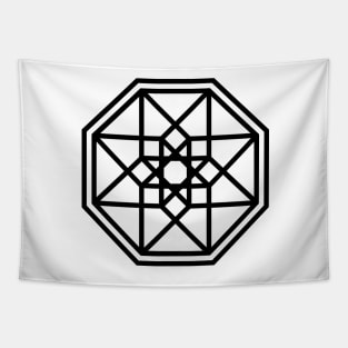 Hypercube Black and White Tapestry