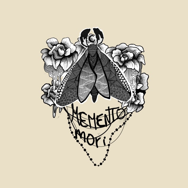 Moth Memento Mori BLACK&WHITE by nazzcat