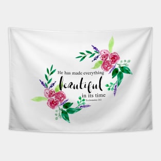 Watercolor Flowers Bible Verse Quote Christian Lettering Tapestry