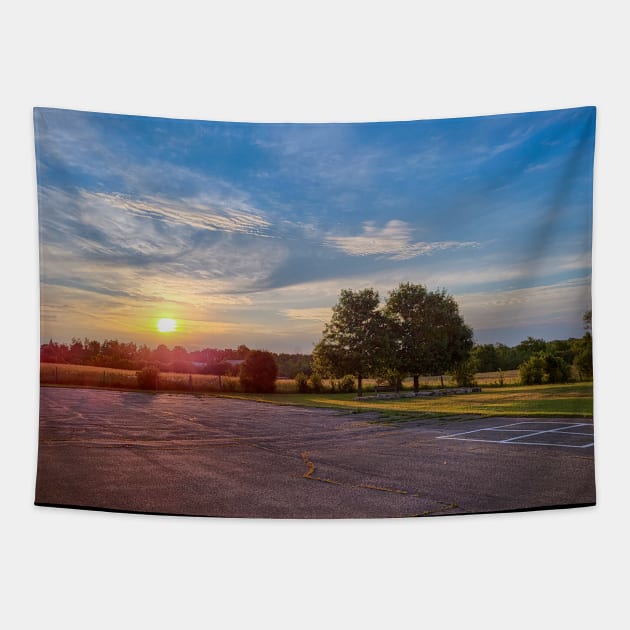 Photography of School Yard with Stunning Sky and Sunset V1 Tapestry by Family journey with God