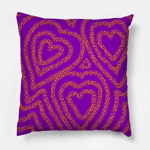 Orange Hearts on Purple Pillow by Klssaginaw