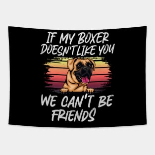 Boxer Dog Owner Dog Lover Funny Quote Retro sunset Tapestry