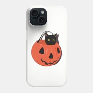 Black cat in pumpkin Phone Case