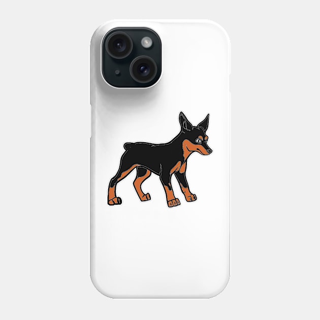 doberman pinscher black and rust cartoon Phone Case by Wanderingangel