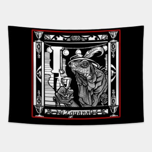 I is for Iguana - Red Outlined Version Tapestry