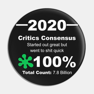 Humorous 2020 Review Rotten Tomatoes Score From World Population White Lettering Pin