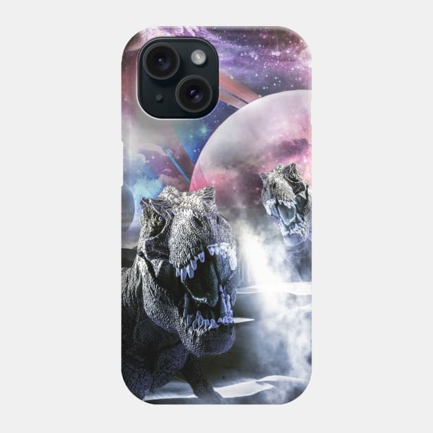 Space Galaxy Dinosaur Phone Case by Random Galaxy