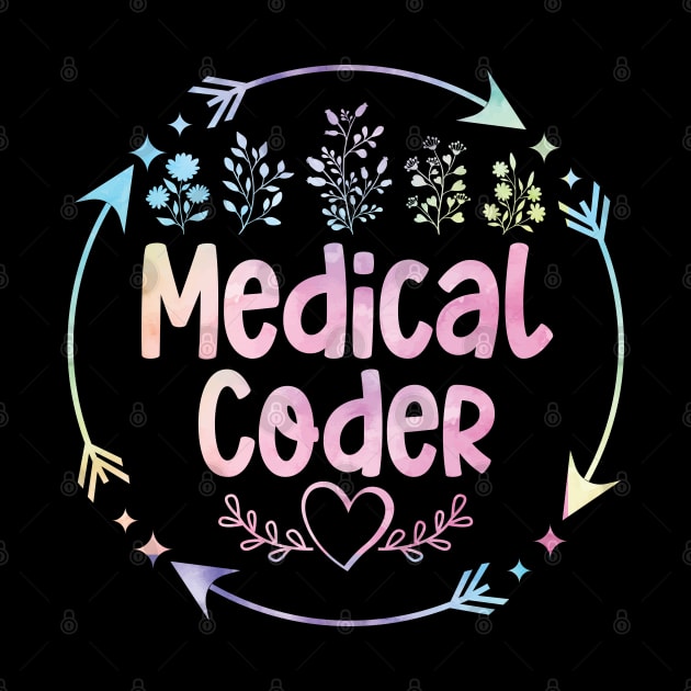 Medical Coder cute floral watercolor by ARTBYHM