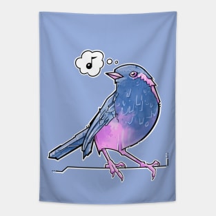 blue and pink songbird Tapestry