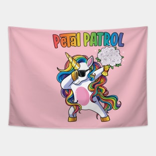 Petal Patrol Shirt Flower Girl Wedding Dabbing Unicorn Tapestry