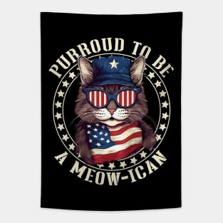 4th July Cat Lover, Purroud To Be A Meow-ican, American Cat Tapestry