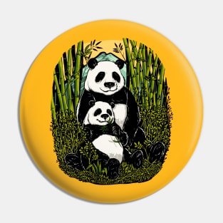 cute panda eating bamboo Pin