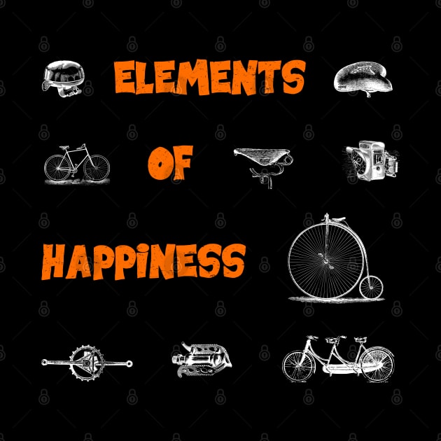 Vintage Bike Elements  with pedal, crank and bell. Elements of Happiness, enjoy your ride. by Olloway