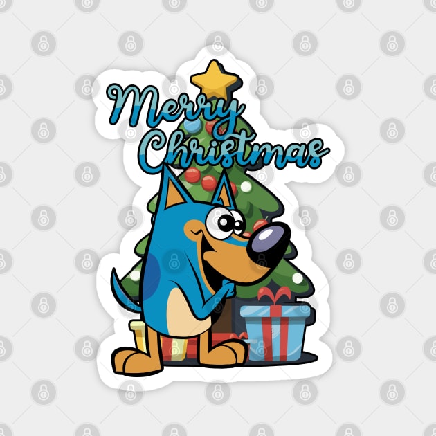 Bluey Merry Christmas Magnet by Tezatoons