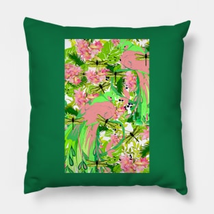 LILY PEACOCK BIRD BOTANICAL PALM Pillow