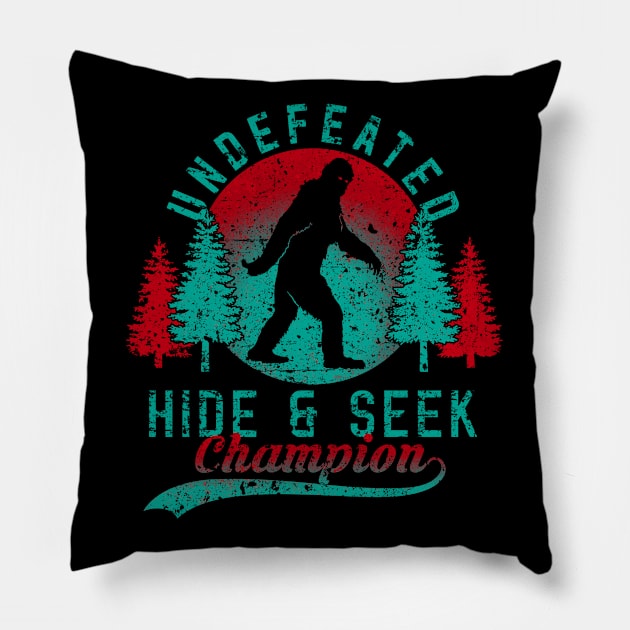 Hide and Seek World Champion Retro Vintage Bigfoot Pillow by CreativeShirt