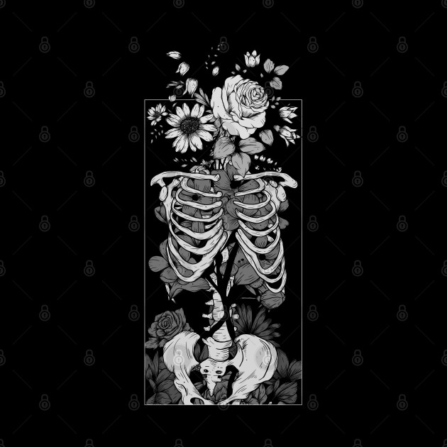 Gothic Flower and Bones - Skeleton - Phone Case