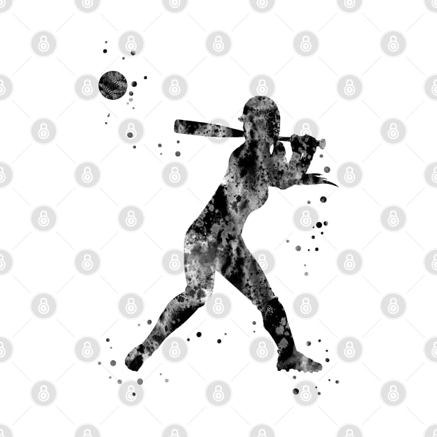 Girl softball player by RosaliArt