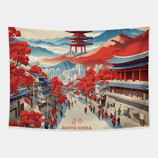 Gwangju South Korea Travel Tourism Retro Vintage Tapestry