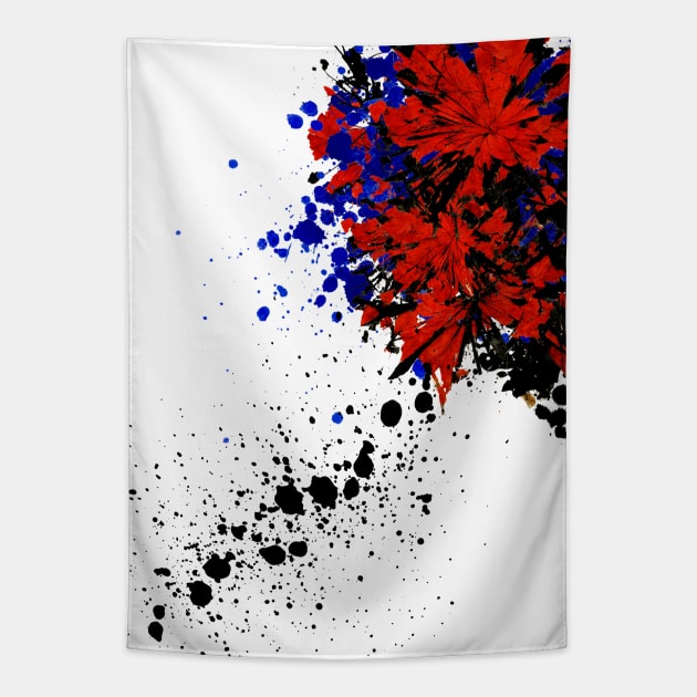 Blood Flower Splatter Art Tapestry by ARTISINION