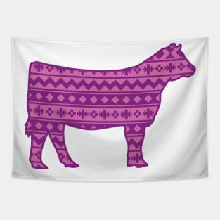 Farm Girl Show Heifer with Pink Southwest Pattern Tapestry