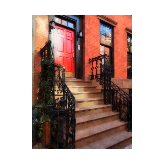 Manhattan NY - Greenwich Village Brownstone with Red Door by SusanSavad