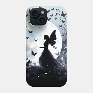 Butterfly Silhouette Over Moon Phone Case