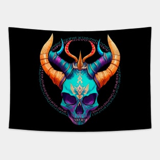 Colorful Mystical Fluorescent Skull Tapestry