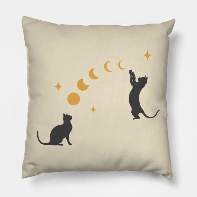 Cat and Moon #1 Pillow by Episodic Drawing