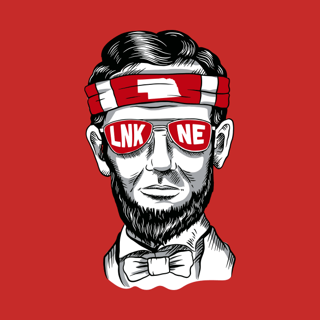 Lincoln Nebraska Funny Abraham Lincoln Illustration Red and White by SLAG_Creative