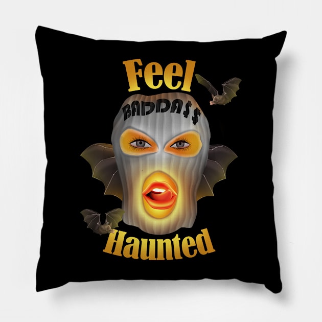 girls halloween, feel haunted girl glowing with bats Pillow by AdishPr