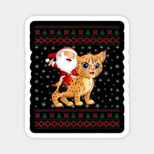 Ugly Christmas Sweater Santa Riding Bobcats Magnet