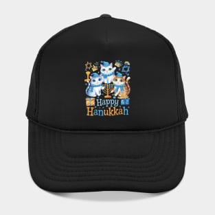 Happy Hanukkah Three Cute British Longhair Cats Menorah Hat