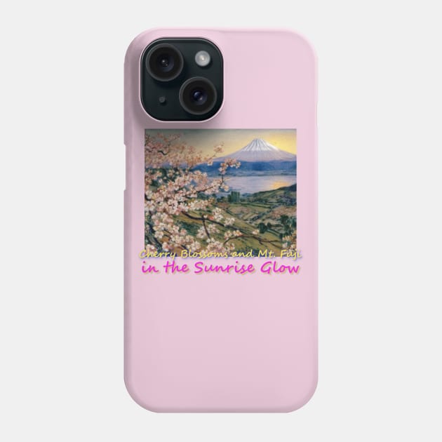 Japan Cherry Blossoms and Mt. Fuji in The Sunrise Glow by Kana Kanjin Phone Case by erizen