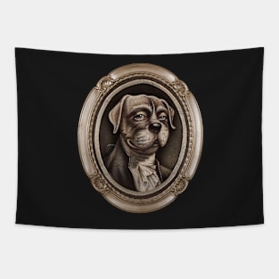 "In Dog We Trust" (portrait , with oval frame) Tapestry