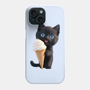 Cute Kitten's Ice Cream Delight Phone Case