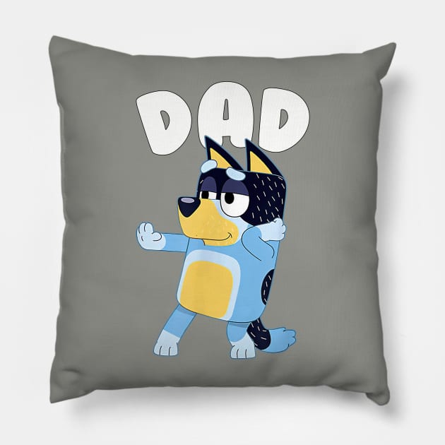 Blueys Dad, Blueys Dog Cartoon Pillow by Justine Nolanz