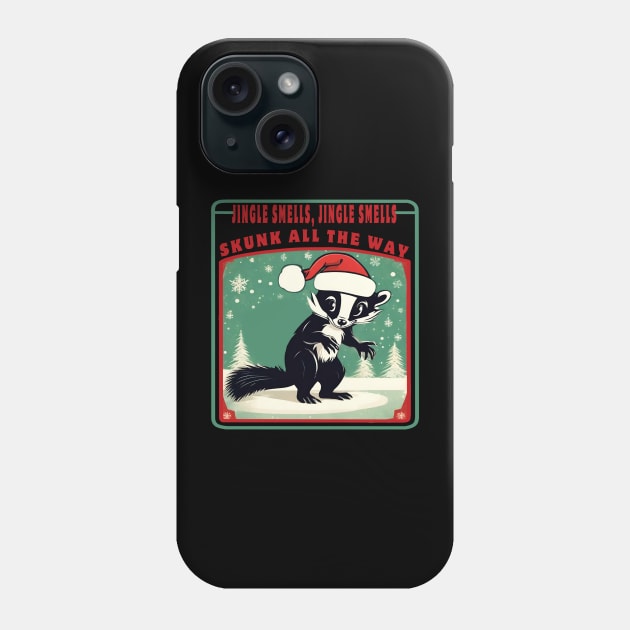 Skunk Christmas Phone Case by Ilustradamus