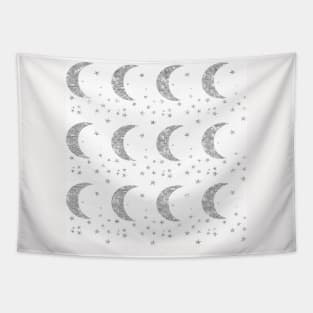 Silver Pattern Neck Gaiter Moon and Stars Silver Neck Gator Tapestry