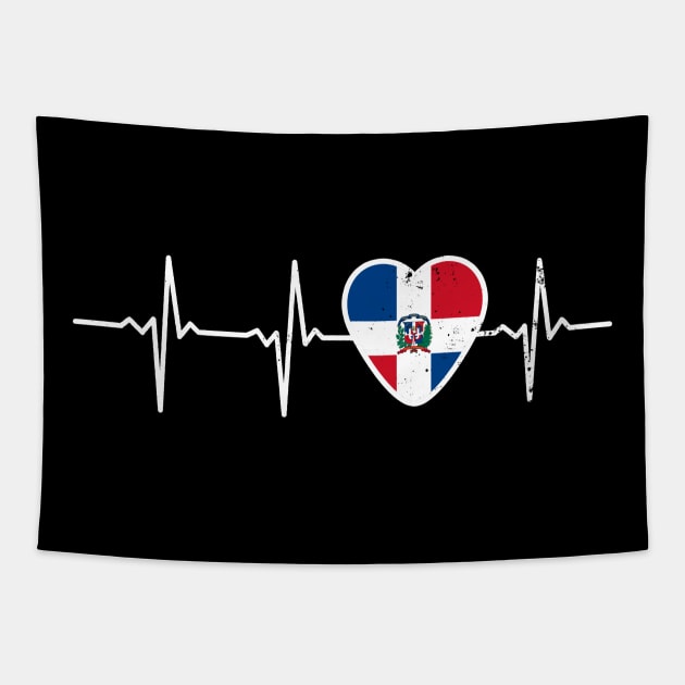 Dominican Republic Shirt | Heartbeat ECG Gift Tapestry by Gawkclothing