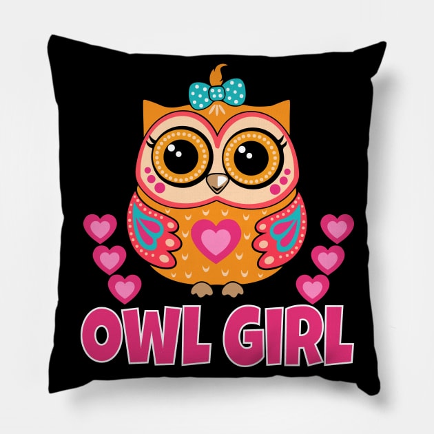 Cute Owl Girl Pillow by Work Memes