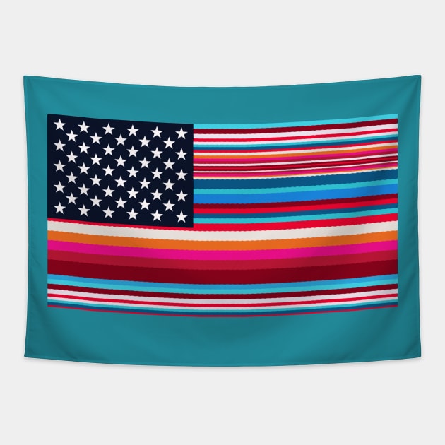 Serape American Flag // Mexican American Heritage Tapestry by SLAG_Creative