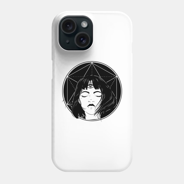 Anime girl Black sacred geometry design Phone Case by Juliet & Gin
