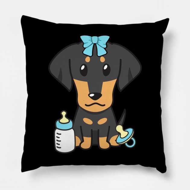 Cute dachshund is a baby Pillow by Pet Station