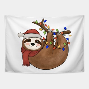 sloth christmas tree lights funny sloth Tapestry